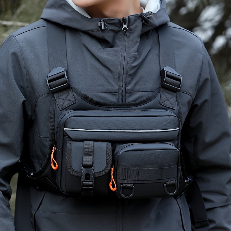 Fishing Vest - Erkek Taktik Göğüs Çantası, Koşu ve