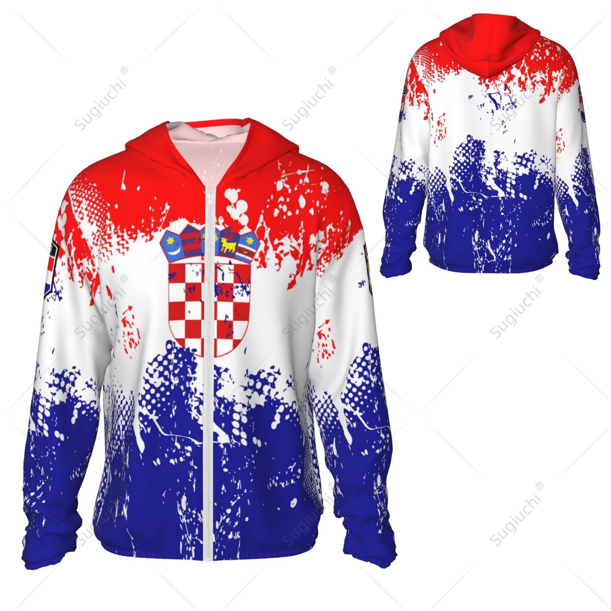Fishing Hoodie - Hırvatistan Bayrağı Güneş Koruyucu Kapüşonlu Üst
