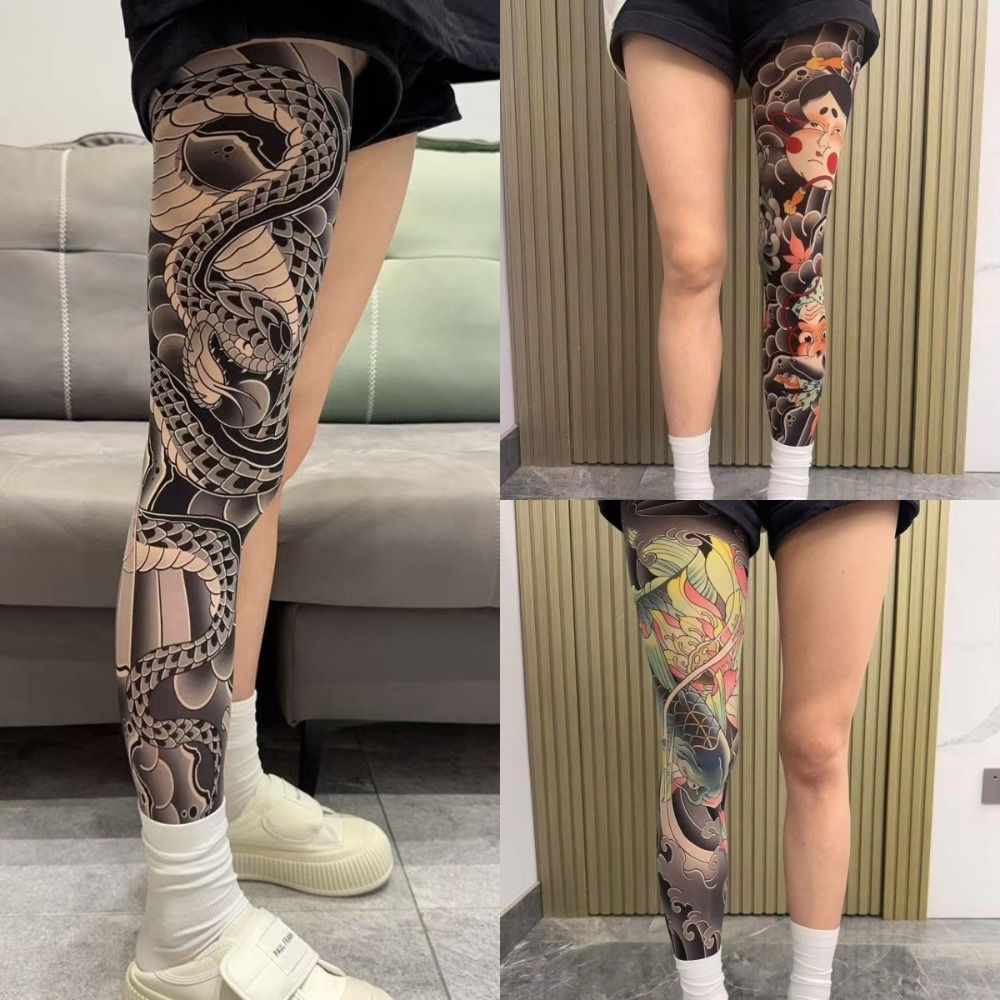 Fishing Socks - Tam Bacak Sahte Dövme Çorap Baskılı
