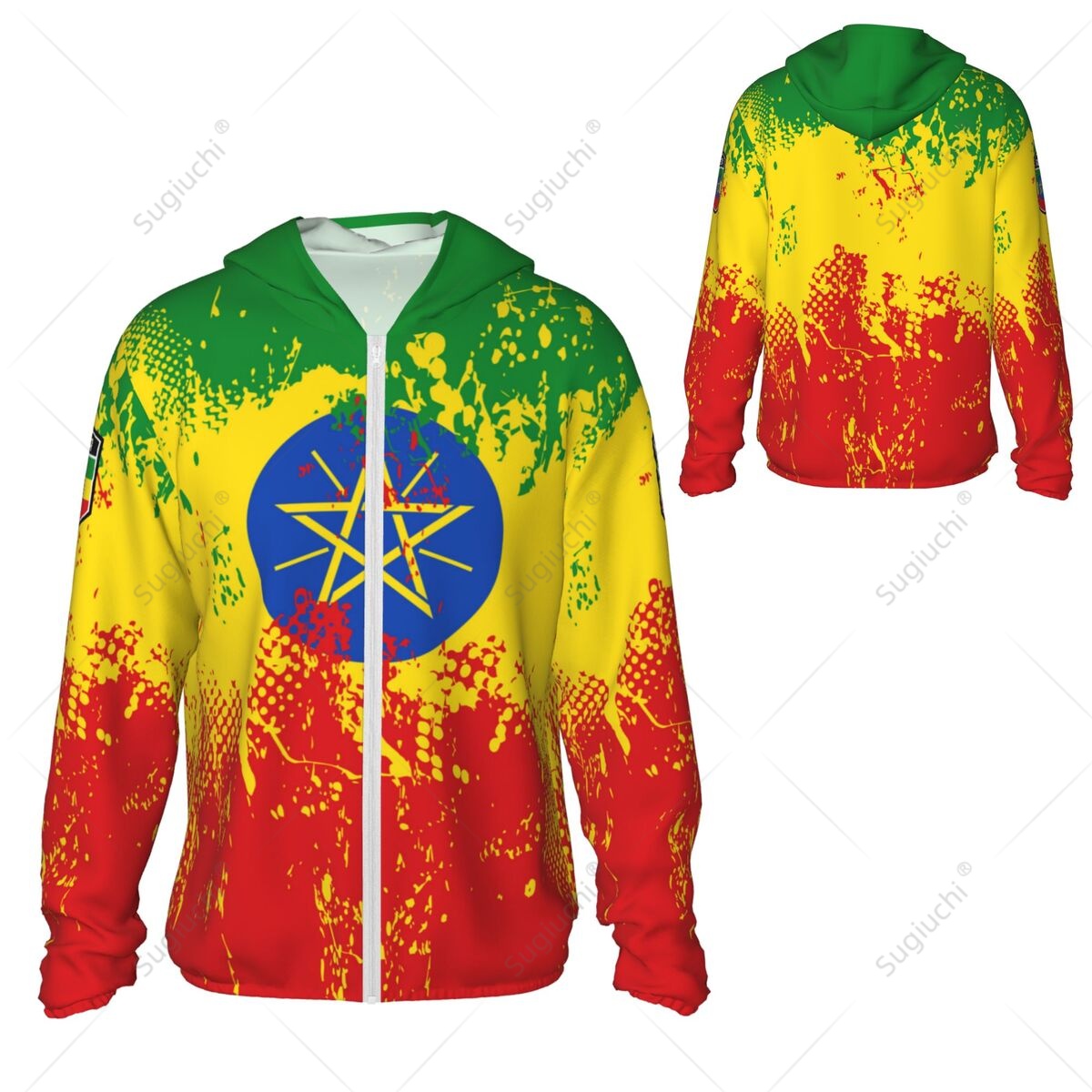Fishing Hoodie - Etiyopya Bayrağı Güneş Koruyucu Kapüşonlu Üst