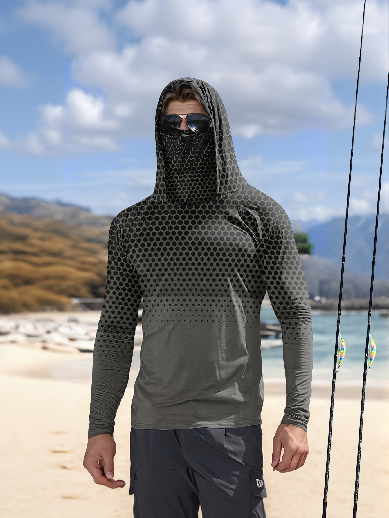 Gri Gradyan Petek Desenli Erke - Fishing Hoodie incelemesi ve fiyatı